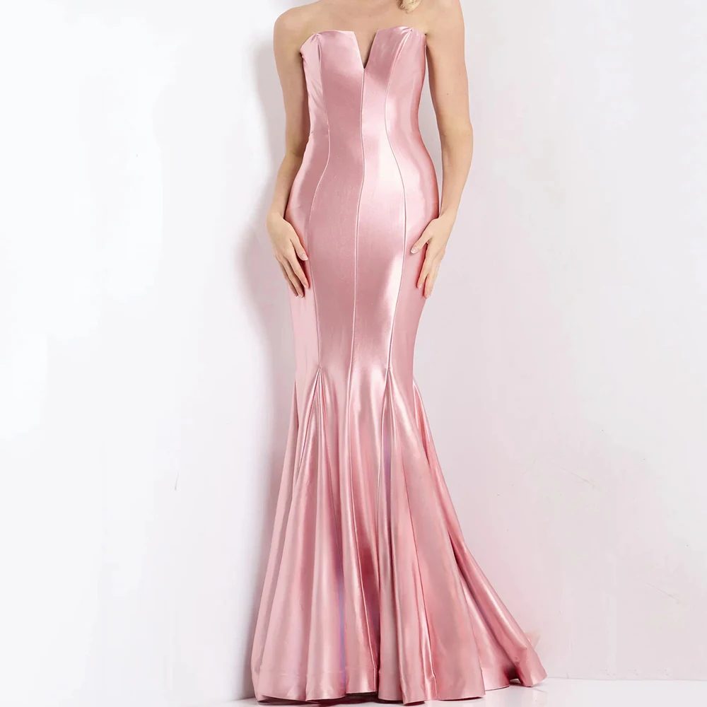 

Вечерние платья трапециевидной формы по индивидуальному заказу, длиной до пола, без бретелек, без рукавов, платье для выпускного вечера, простое модное драпированное повседневное вечернее платье с открытой спиной