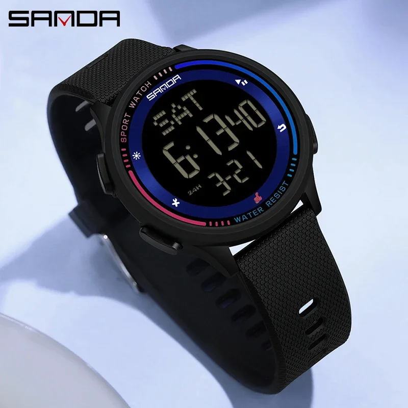 

Sanda New Fashion LED Digital Movement Teenager Students Hand Clock Trendy Water Resistant Outdoor Sports Mode Wrist Stop Watch