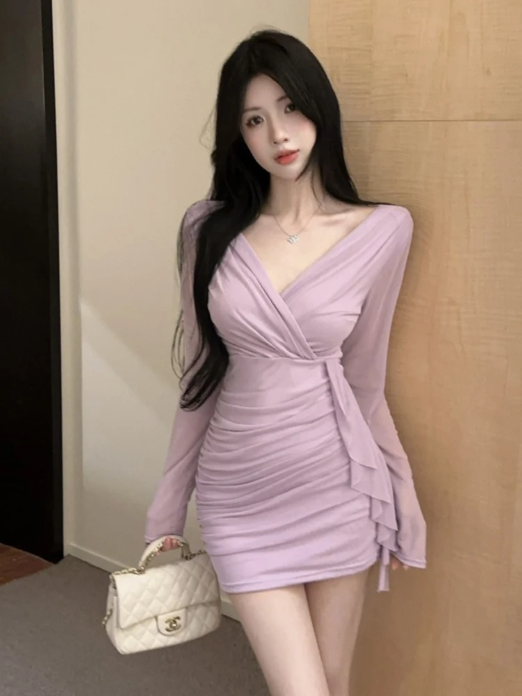 

Сексуальное платье Pure Desire с глубоким V-образным вырезом и кружевом в сложенном виде, маленький размер, сексуальная облегающая юбка Dr для молодых женщин