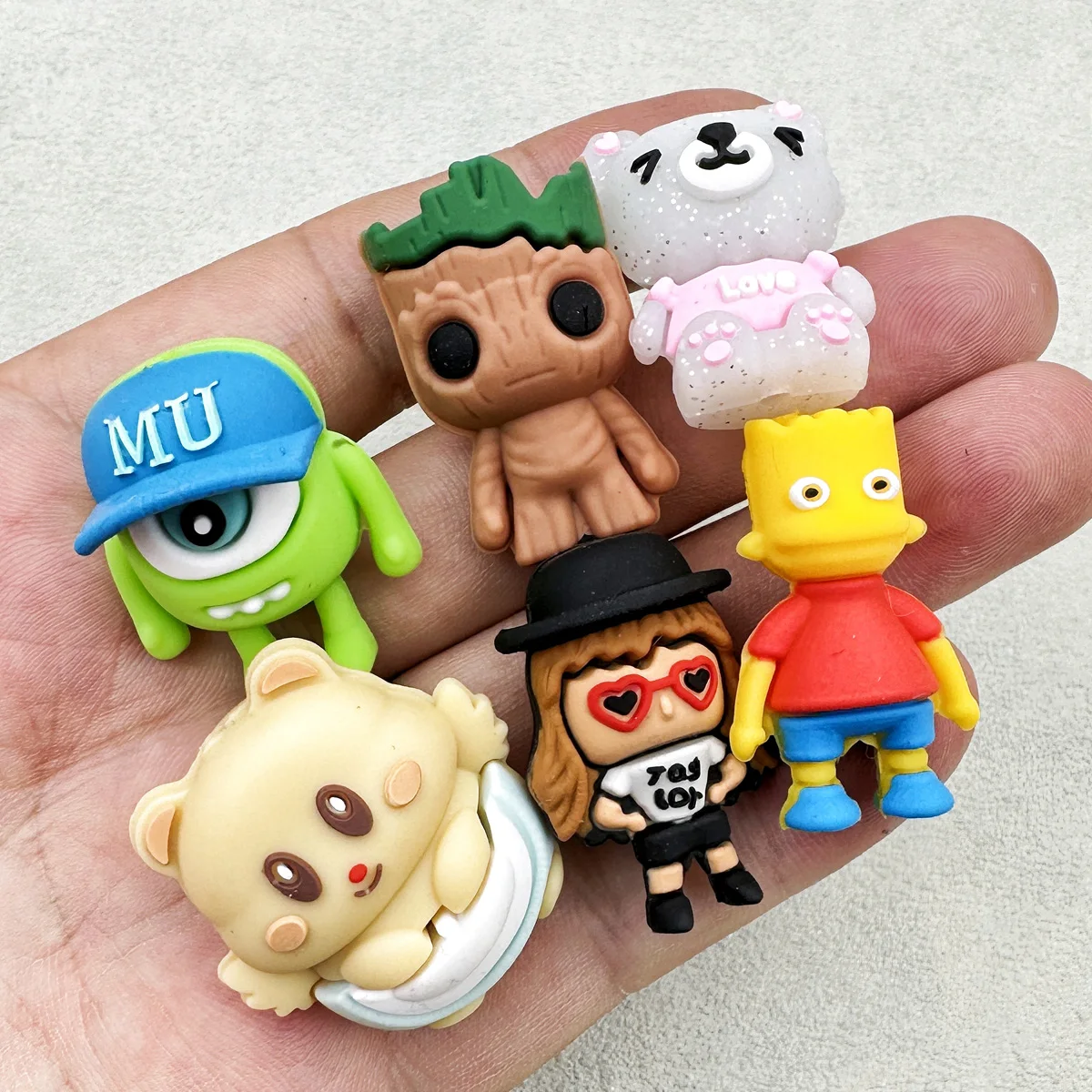 10개입 3D 실리콘 비즈 인기 캐릭터 식품 등급 실리콘 루즈 비즈 DIY 팔찌, 젖꼭지, 목걸이, 쥬얼리 공예용