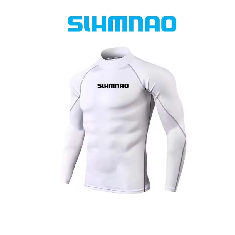 2024 SHMANO Men's Quick Drying Fitness Running Shirt, Long Sleeved Tight Fitting Gym Gown, Outdoor Cycling Tight Fitting T-shirt