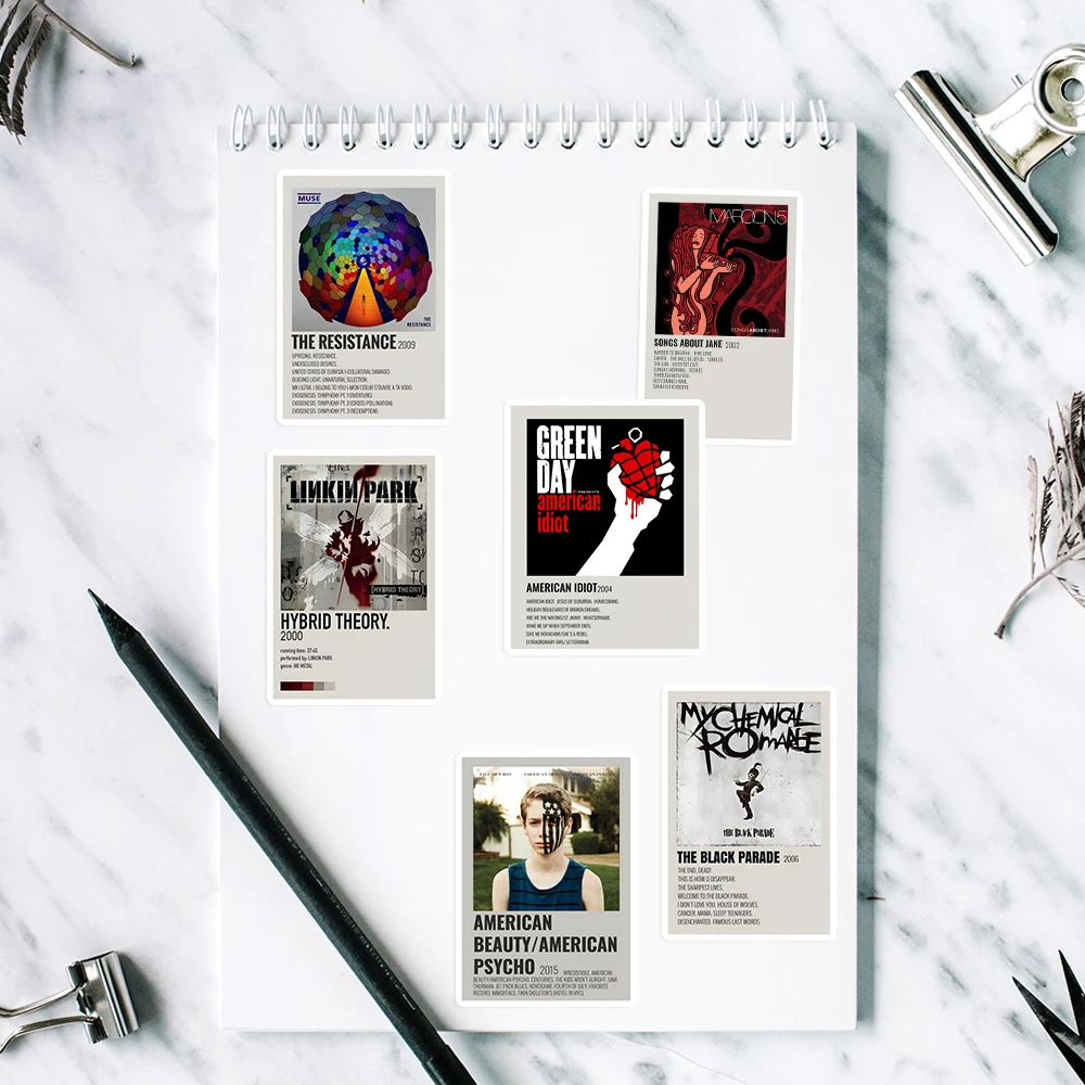 ملصقات مجموعة الموسيقى DIY لعبة أطفال هدية ملصق تزيين لمجلة القصاصات وأجهزة الكمبيوتر المحمولة وحقيبة الهواتف وزجاجات الأمتعة المقاومة للماء #3