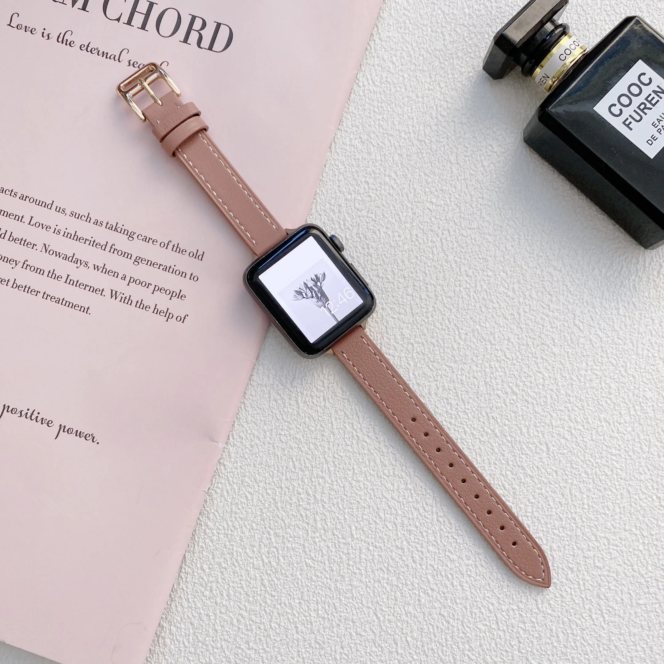 Excellent Lady Strap for apple watch 38mm 42mm 40mm 44mm Rosegold& Silver Buckle Band for iwatch SE7 6 5 4 3 2 1 41/45mm Correa