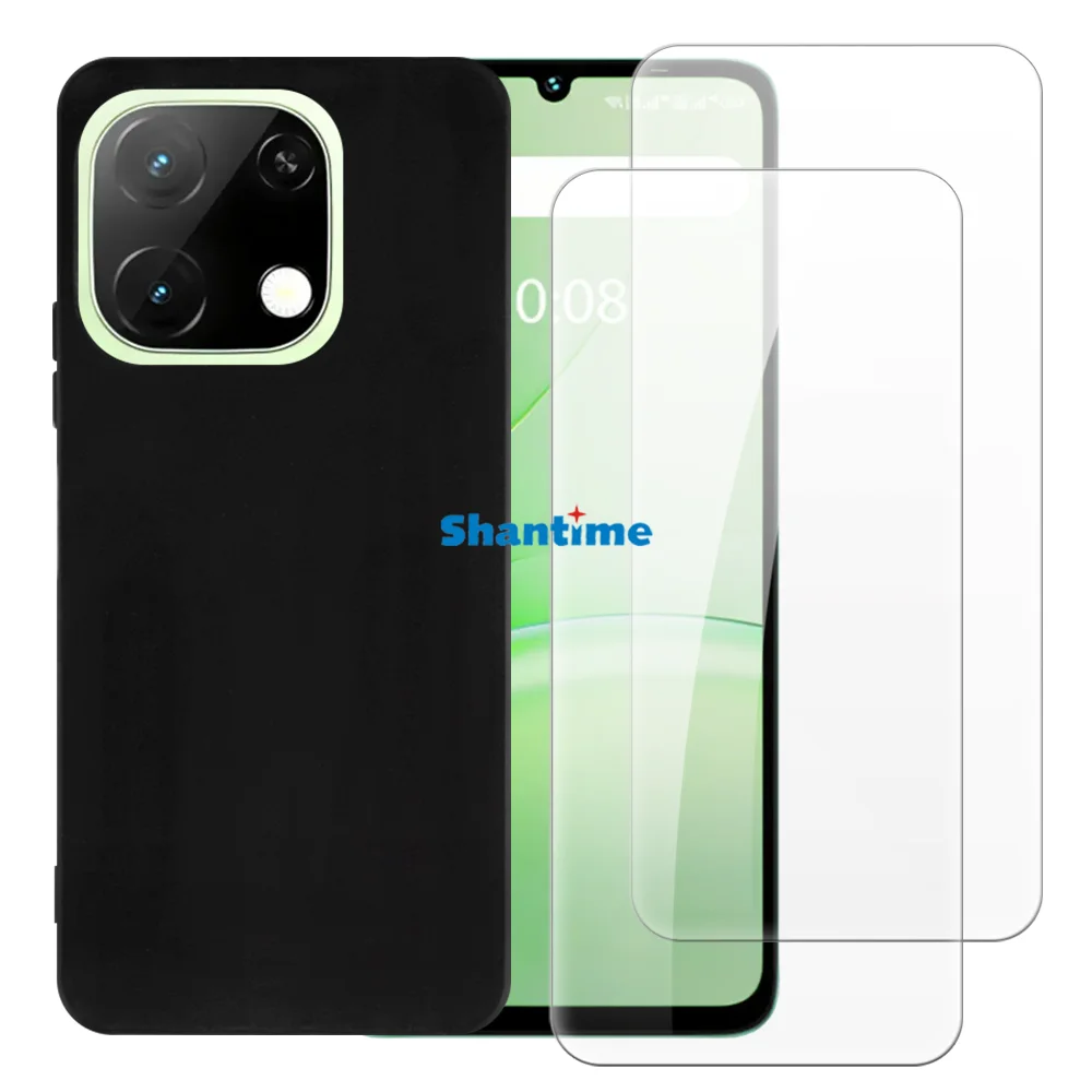 Soft Case + 2 Pack Tempered Glass Screen Protectors for Umidigi A75X Full-Body Protection