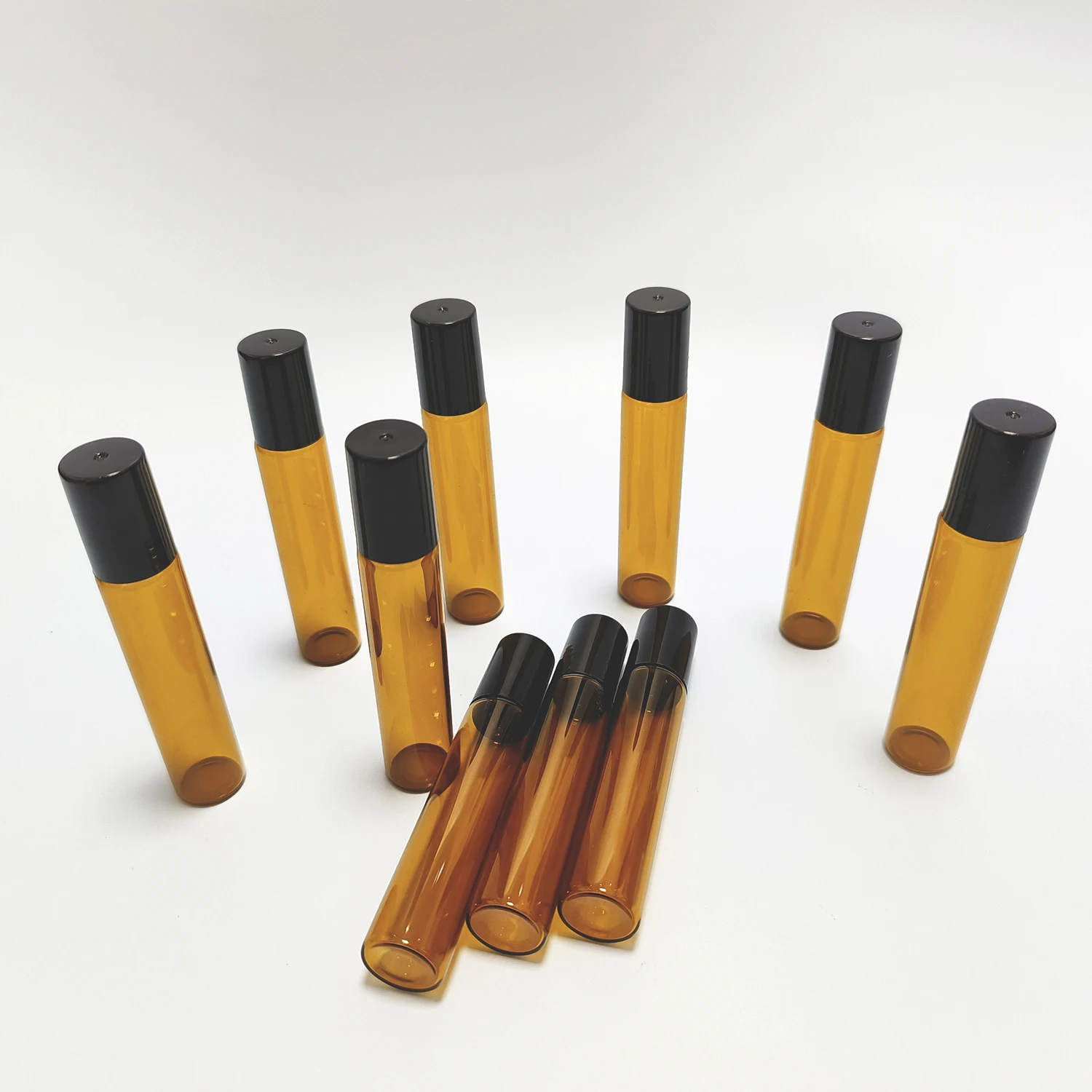 5PCS 5/10ML Amber Roller Ball Essential Glass Oil Bottle Empty Perfume Roller Ball Refillable Liquid Container Makeup Tool