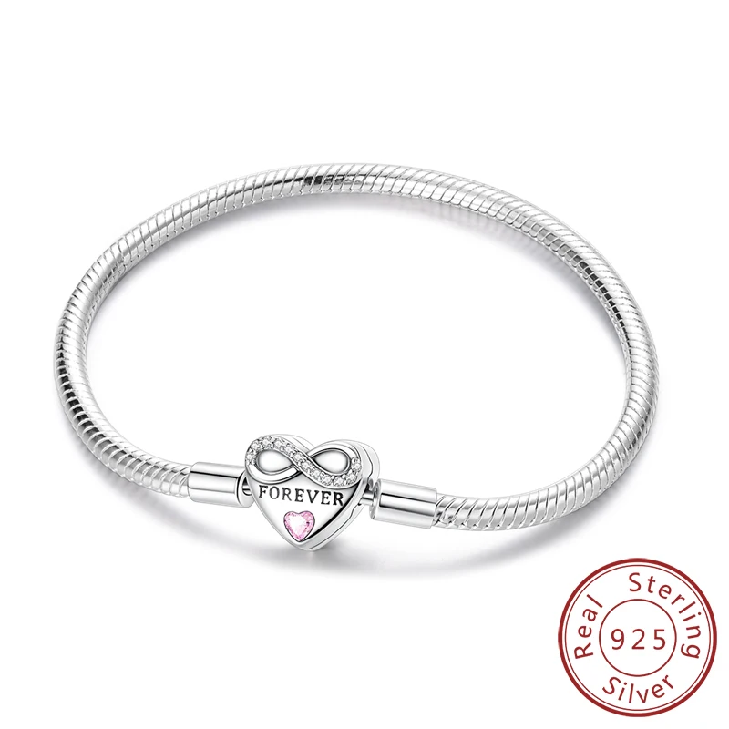 Original-Armband aus 925er-Sterlingsilber, Charm-Armband, 17–20 cm, Liebeskreuz, Schlangenknochen-Armband für Frauen und Mädchen, DIY-Schmuck