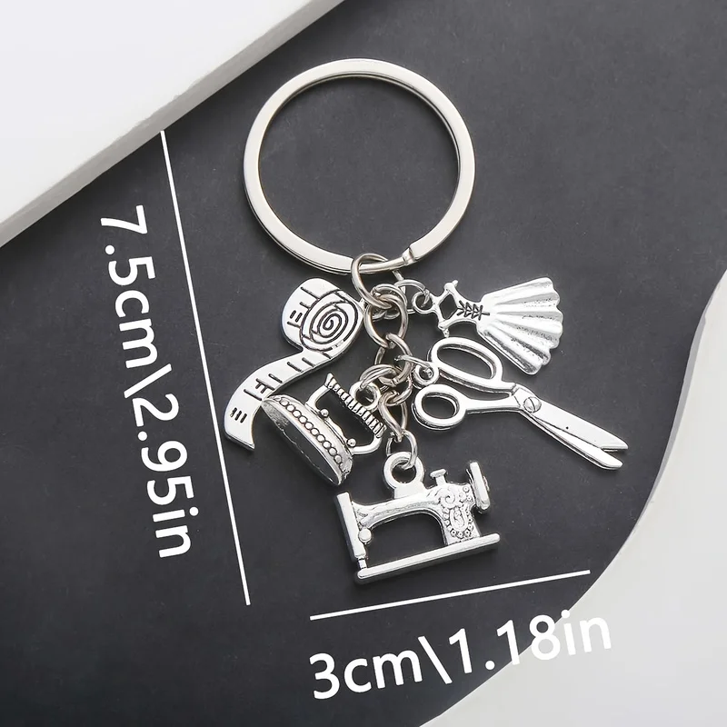 Sewing Keychain – Zinc Alloy Scissors Tape Measure, Elegant Car Backpack Wallet Charm