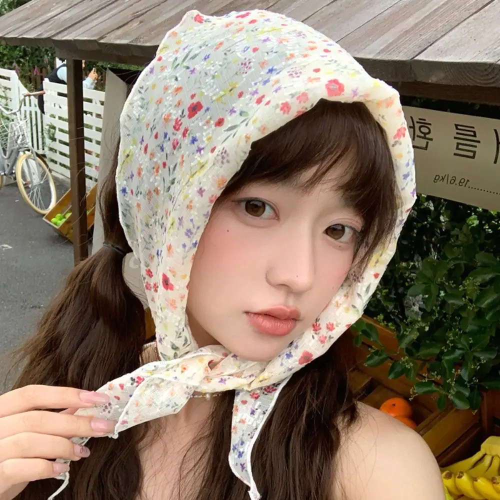 

Seersucker Triangle Headband Sweet French Pastoral Style Beach Vacation Hair Accessories Handmade Headband Turban for Girl Women
