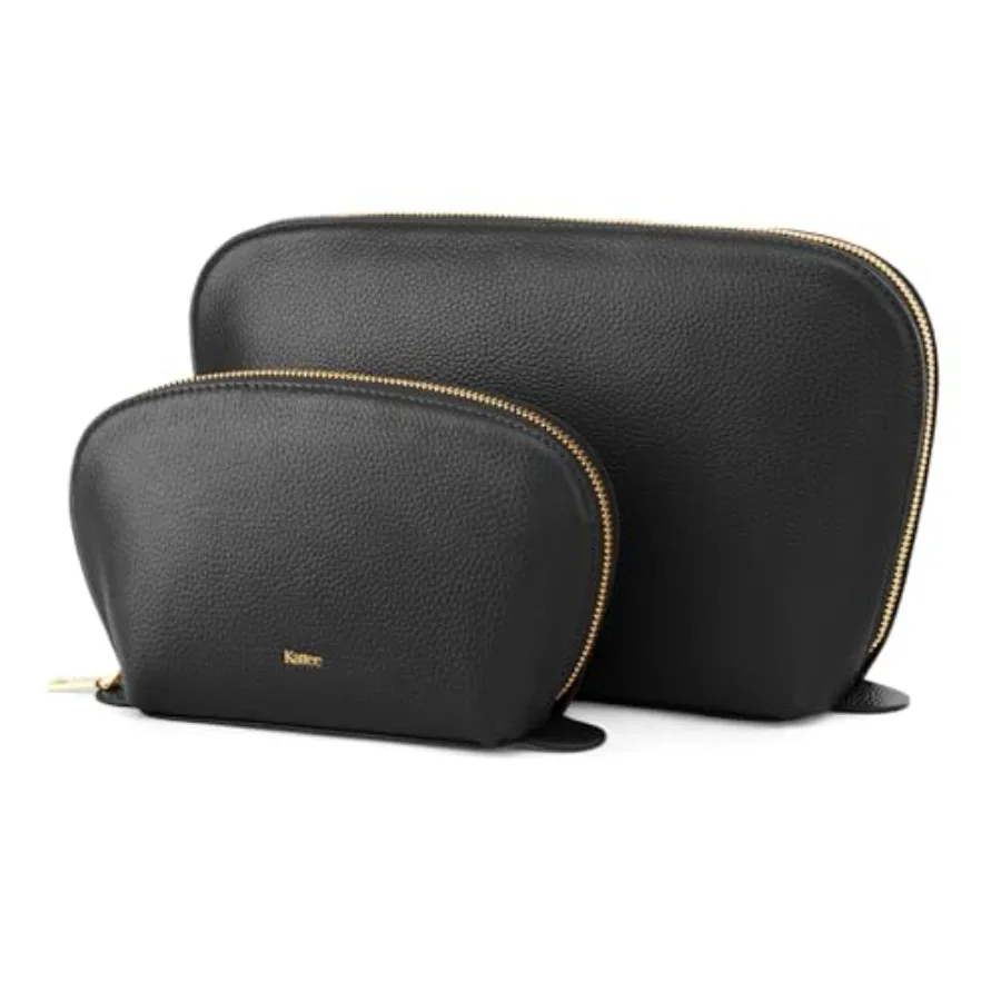 

Leather Makeup Bag Travel Cosmetic Bag Set Toiletry Bag Organizer for Women 2-PACK