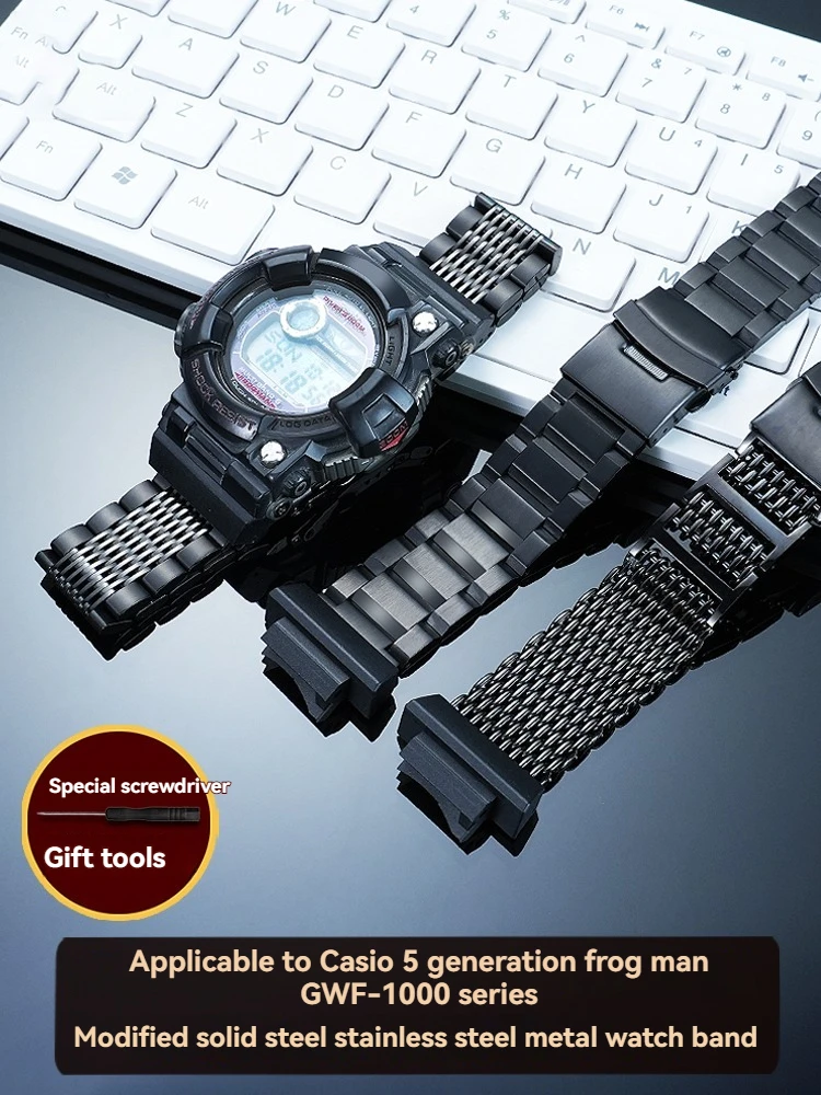 حزام من الفولاذ المقاوم للصدأ لساعة كاسيو جي شوك 3184 GWF1000 الجيل الخامس فروجمان GWF-1000 سلسلة حزام الساعات ملحقات ساعة رجالي
