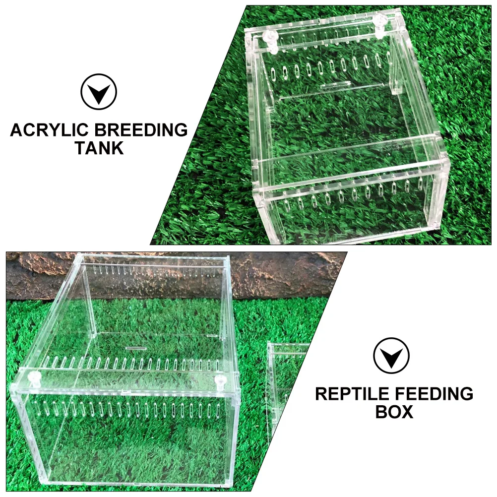 

Acrylic Reptile Feeding Box Terrarium Habitat Tank Container for Turtle Spiders Snakes Crabs Easy Feeding