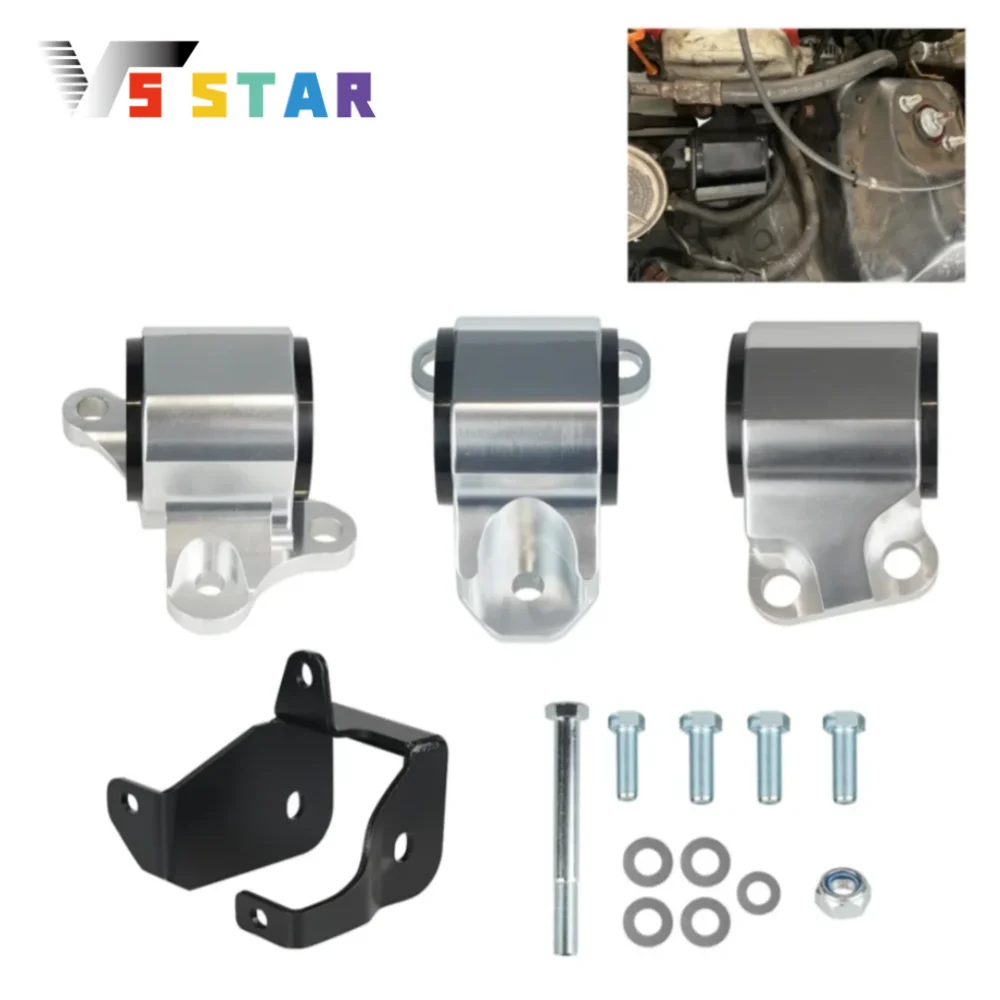 

2-болтовый комплект кронштейнов двигателя для Honda Civic EKSTK 62A Street D16 B16 B18 B20 EK 1996-2000 годов, черный, серебристый