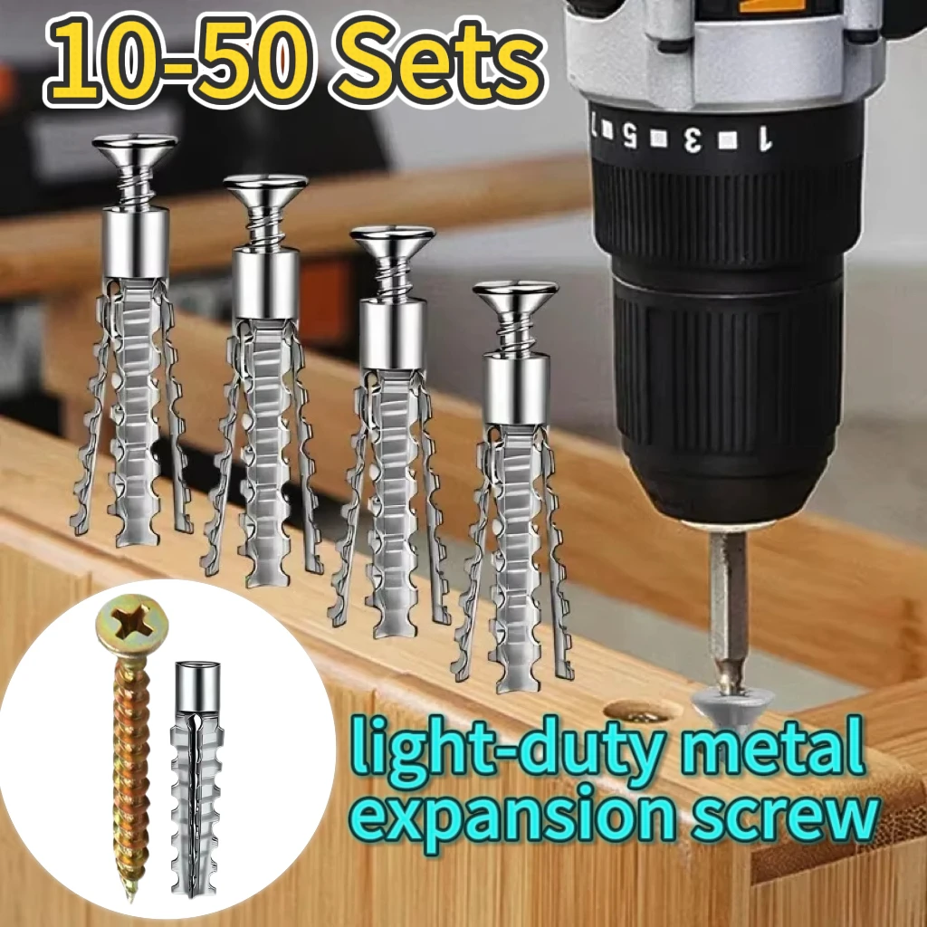 Heavy Duty Steel Wall Anchor Kit 6 8mm Metal Expansion Pipe Self Tapping Screws Hollow Wall Drilling Plug Fastener Bolt Anchors