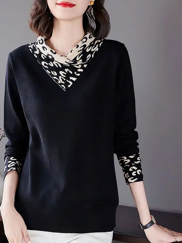 Women's Loose Long Sleeve Sweater Double-sided Velvet Inner Wear Comfortable Breathable Korean Style Casual Top for Autumn Wi...