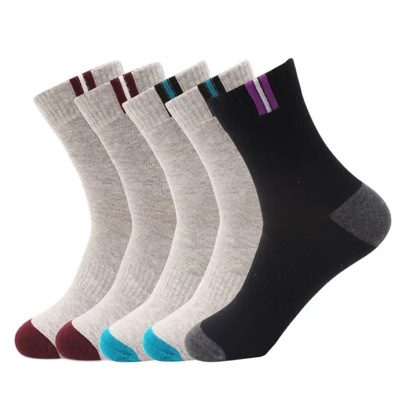 5 Pairs Men\'s Breathable Casual Socks Summer Cotton Sports Sweat Absorbing Socks Plus Size 41-46