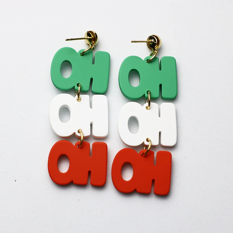 New Christmas Song HOHOHO Acrylic Earrings For Women Xmas Tree Print Dangle Earring Party