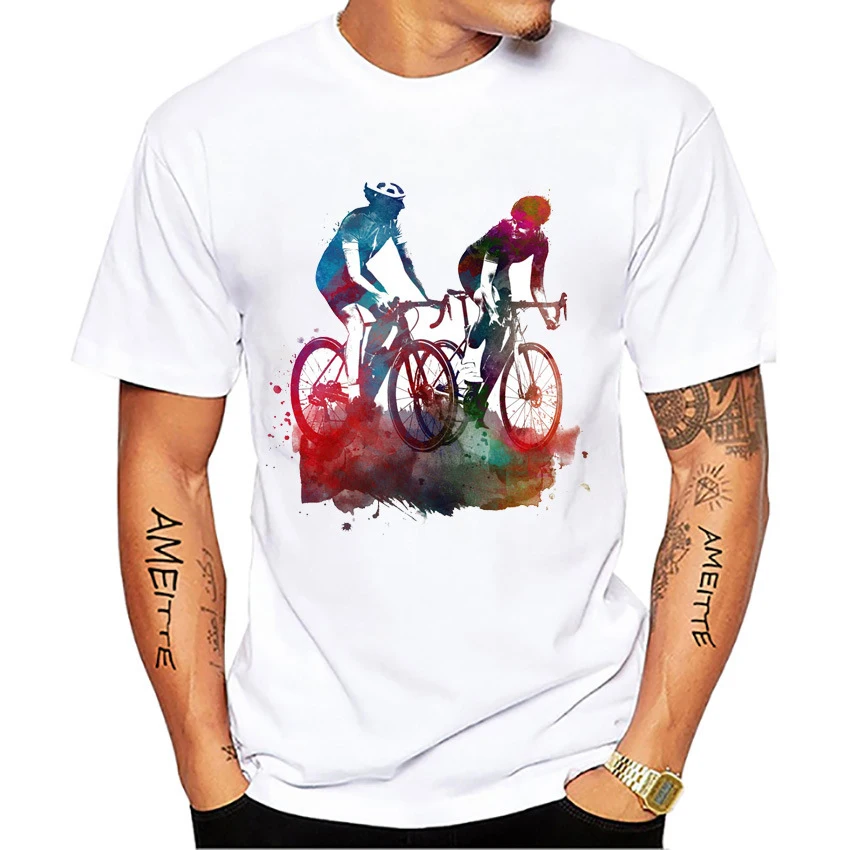 Love riding mountain bike bike pattern T-shirt men and women oversized T-shirt o collar men\'s cotton T-shirt short sleeve