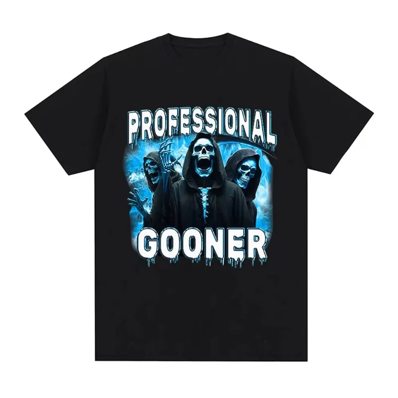Camisetas de meme de esqueleto divertido ofensivo de Gooner profesional, camisetas de verano para fiesta de broma Sexual de Goon, camisetas de moda Unisex