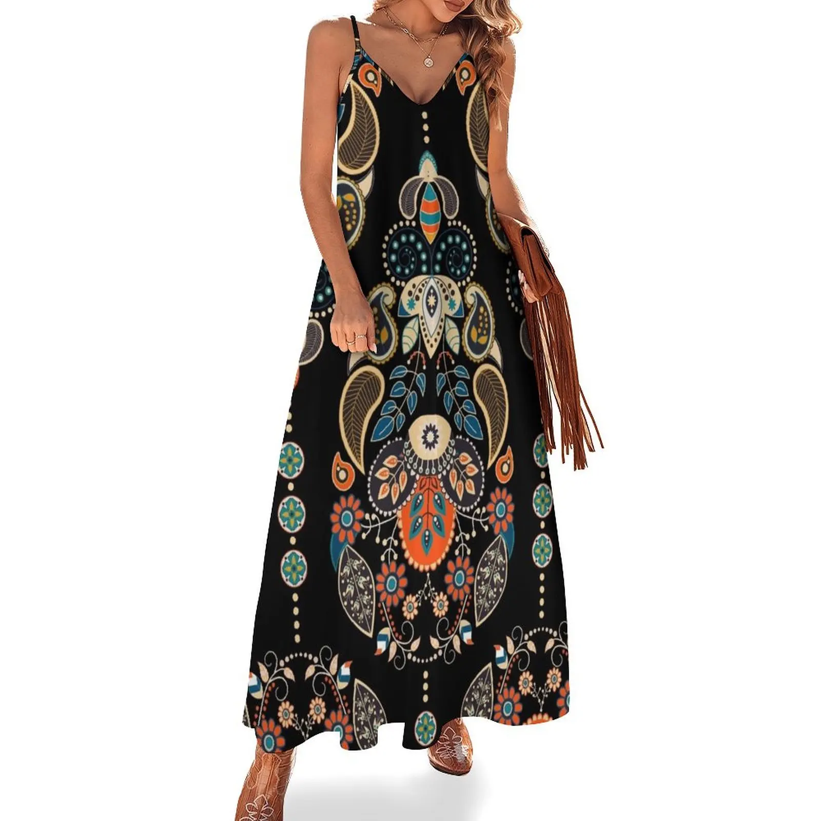 

Exquisite Seamless Paisley Pattern Sleeveless Long Dress dress dresses dresses for women Woman's evening dress