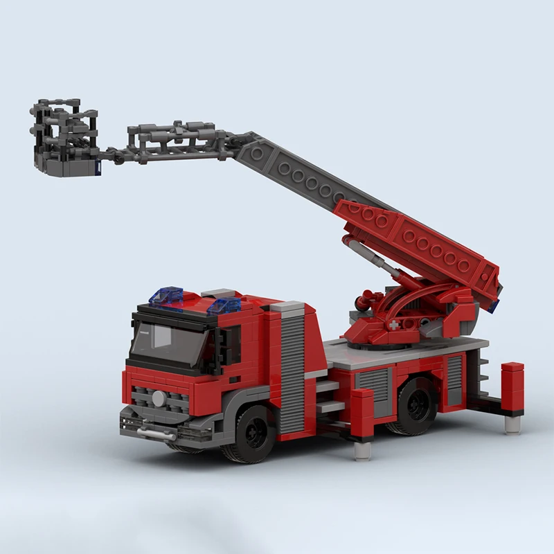 Modello di auto da servizio cittadino MOC Mattoni da costruzione Fuoco Scaletta Camion Tecnologia modulare Regali Vacanza Assemblare Giocattoli per bambini Vestito