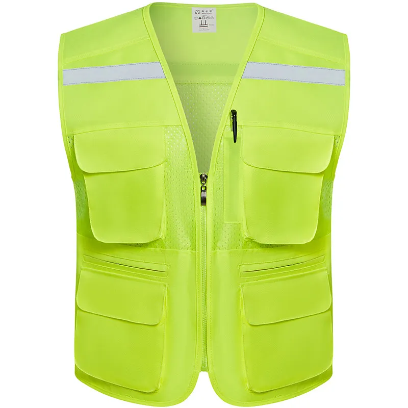 Men Reflective Fishing Vests Outdoor Multi-pockets Sleeveless Jackets Male Summer Breathable Mens Vest Photography Waistcoat