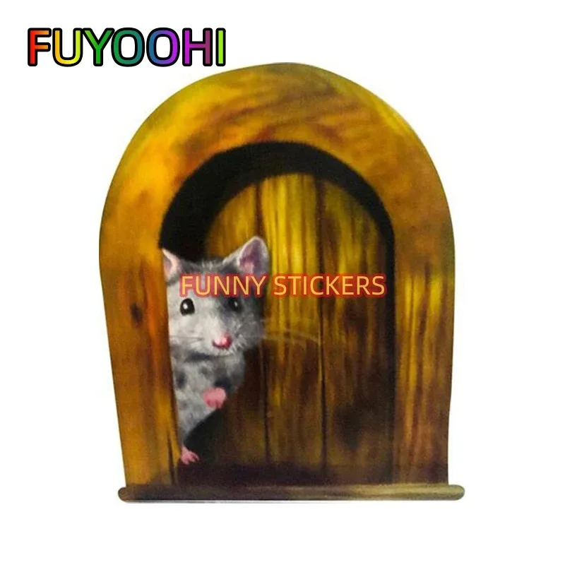 

FUYOOHI Mouse Hole Window Vinyl Decals Waterproof Cartoon Home Decoration Living Room Decor Car Stickers Mural Art Poster