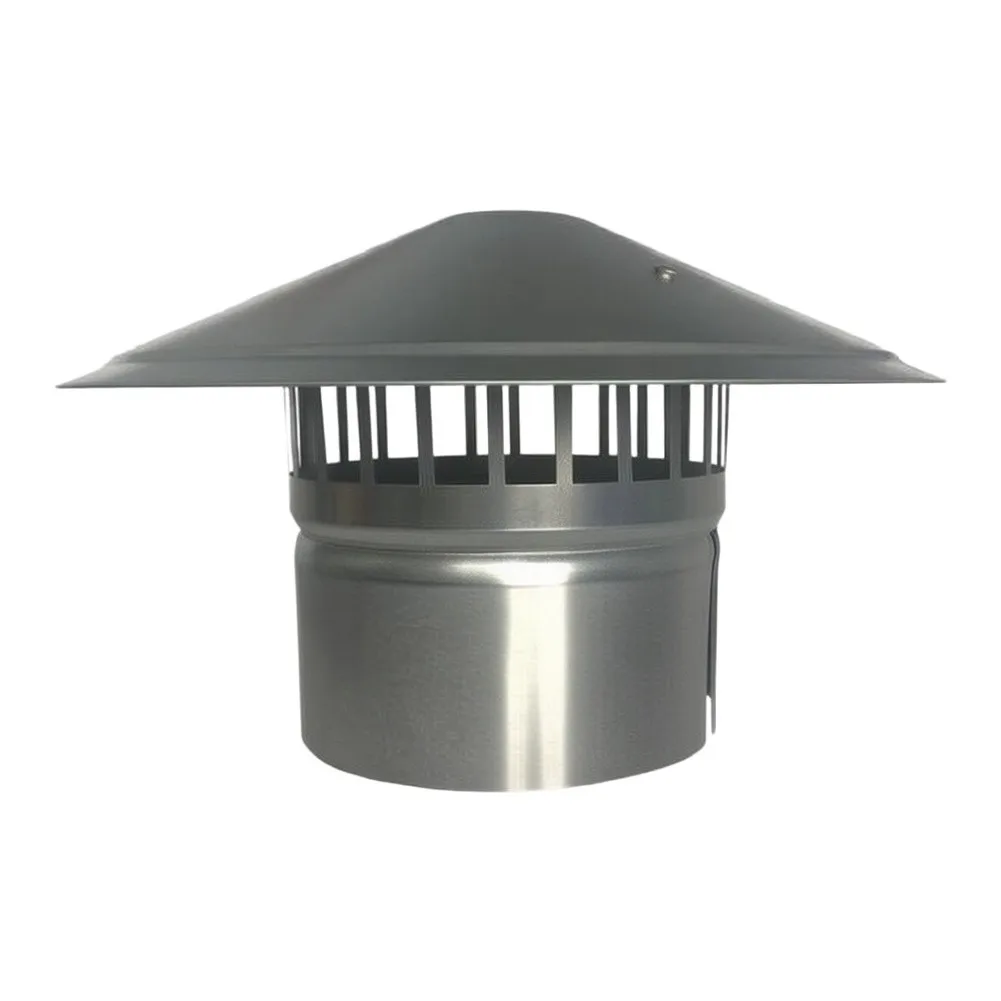 Stainless Steel Cap for Vertical For Exhaust Vents Featuring Umbrella Shape to Improve Drainage and Air Movement