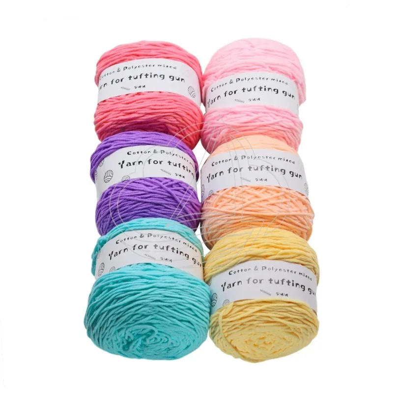 Imagen 5: 6 rollos/set de hilo de tufting sólido de 200M, hilo de algodón de 8 hebras para pistola de tufting, tela Monk, 24 colores, hilo de tejer para bordado Poke