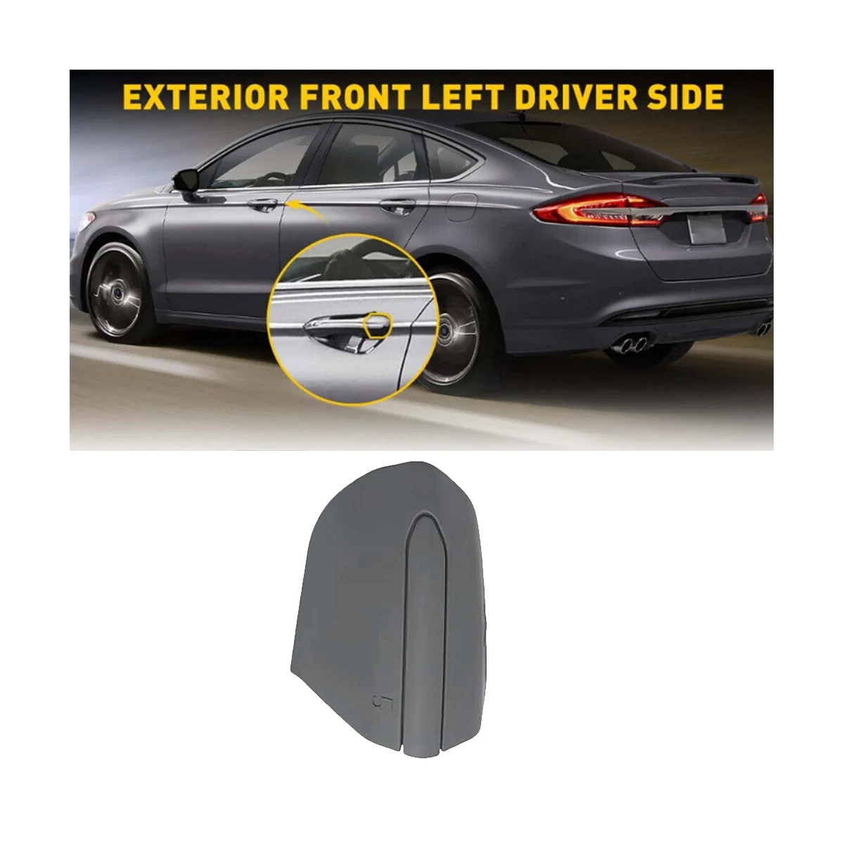 DS7Z-54218A15-DC Car Front Left Door Handle Lock Bezel Cover for Ford Fusion Edge 2015-2020 Gray