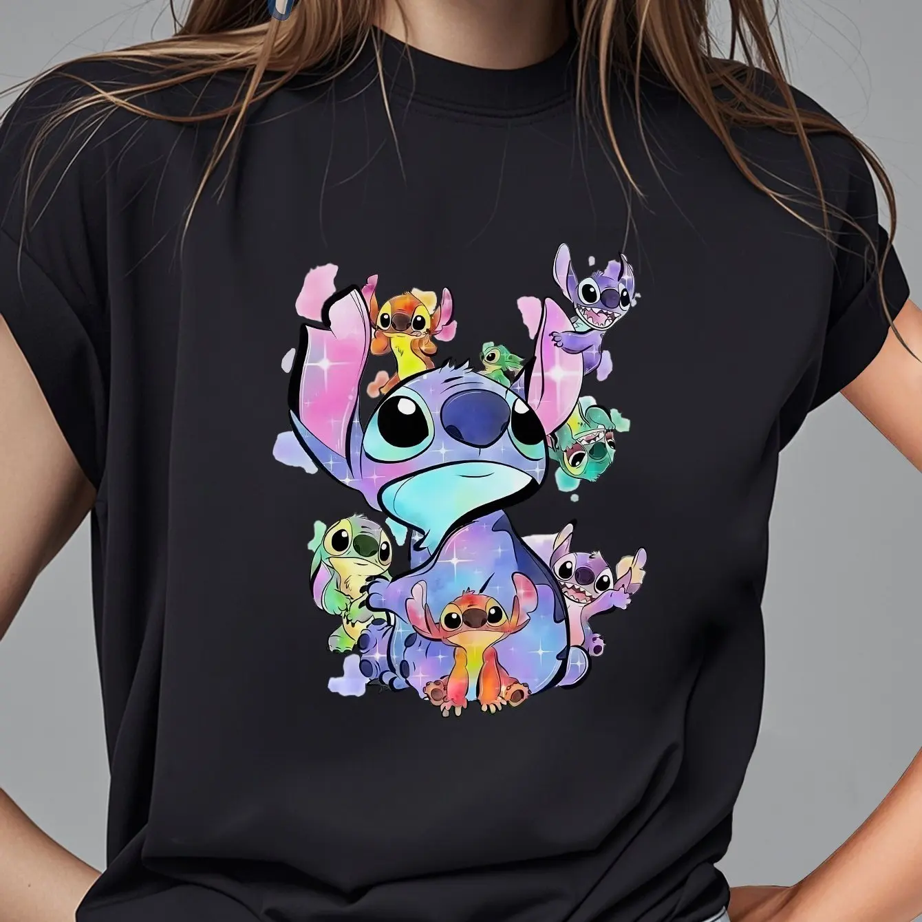 

Stitch Graphic Printing Summer Autumn Winter Cotton Men's and Women's T-Shirts Short Sleeves Luxury Outdoor Sports Brand