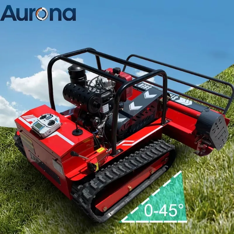 【Professional】15HP Diesel Engine Lawn Mower Remote Control Straw Crusher Robot For Gargen Wasteland Door To Door Shipping