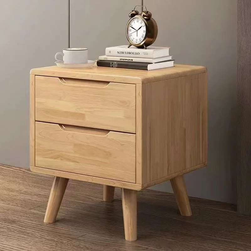 Table de chevet économique intégrée en bois massif, style nordique, minimaliste, moderne, pour chambre à coucher, meuble de rangement pour la maison