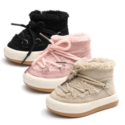 Baby Winters tiefel Anti-Rutsch-Gummis ohle Baby Mädchen Schuhe Lamm Wolle Patchwork Kleinkind erste Wanderer warme Kinder Jungen Schneeschuhe