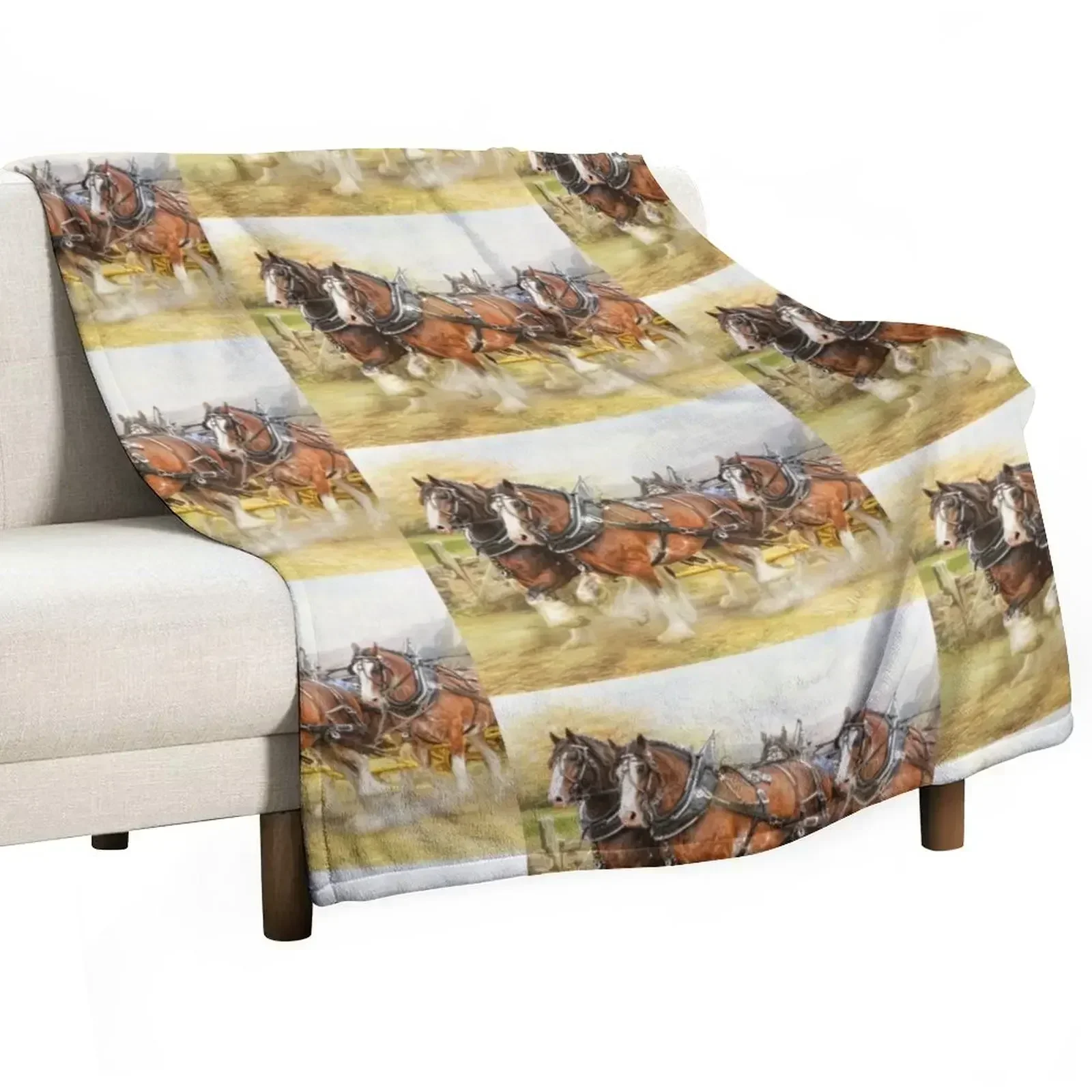 Clydesdales in Harness Throw Blanket Softest Tourist Blankets