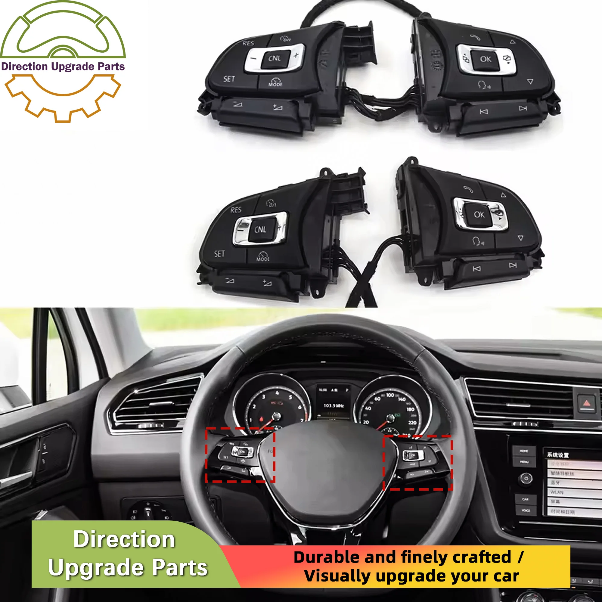 

5NG 959 442 для Tiguan MK2 CC Passat T-Roc кнопка управления рулевым колесом Серебристая матовая платина