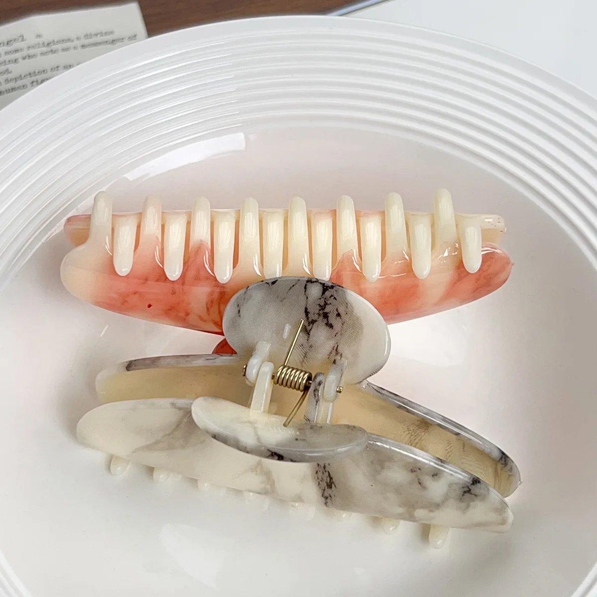 1 nuovo fermaglio per capelli in stile inchiostro ad acqua con temperamento semplice, fermaglio per capelli di grandi dimensioni sul retro della testa, fermaglio per capelli di fascia alta