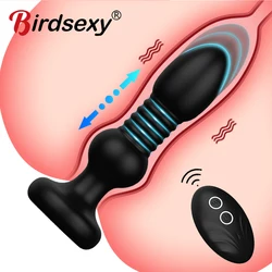 Anal Plug Telescopic Vibrator for Women Men Prostate Massager Silicone Butt Plug Remote Control Anal Vibrator Sex Toy for Couple