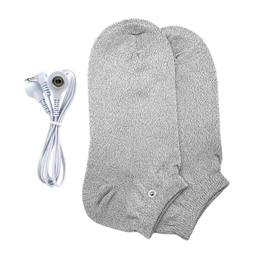 Conductive Silver Fiber Tens Electrode Socks Gloves EMS Electric Foot Massage Therapy Socks Cable for Digital Body Back Massager