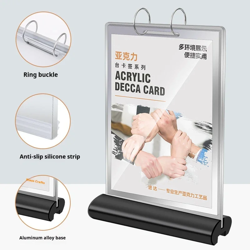 Aluminum Alloy Leaf Decca Menu Promotion Display Shelf Milk Tea Shop Advertising Price Table Sign Display Stand Card Holder