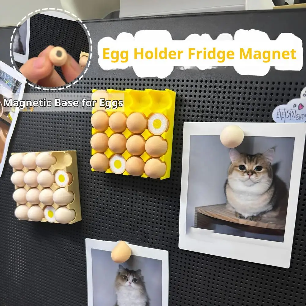 1/2/3Pcs Cute 3D Refrigerator Magnet Set Egg Shape Fridge Decor Magnets Funny Magnetic Photo Sticky Decorative Whiteboard