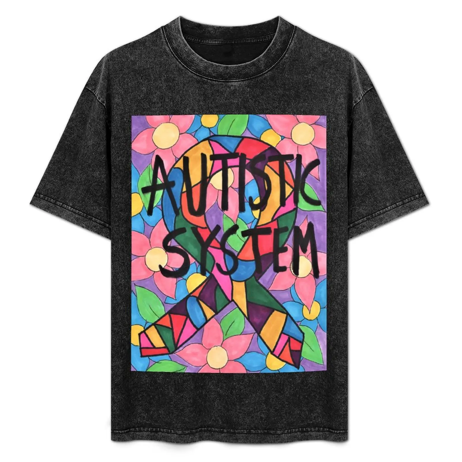 

Autistic System T-Shirt summer top blue archive vintage anime shirt customizeds oversized t shirts for men