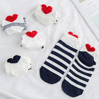 5 Pairs New Women'S Cotton Socks Pink Cute Heart Ankle Socks Short Women Socks Casual Red Heart Ladies Girls Socks