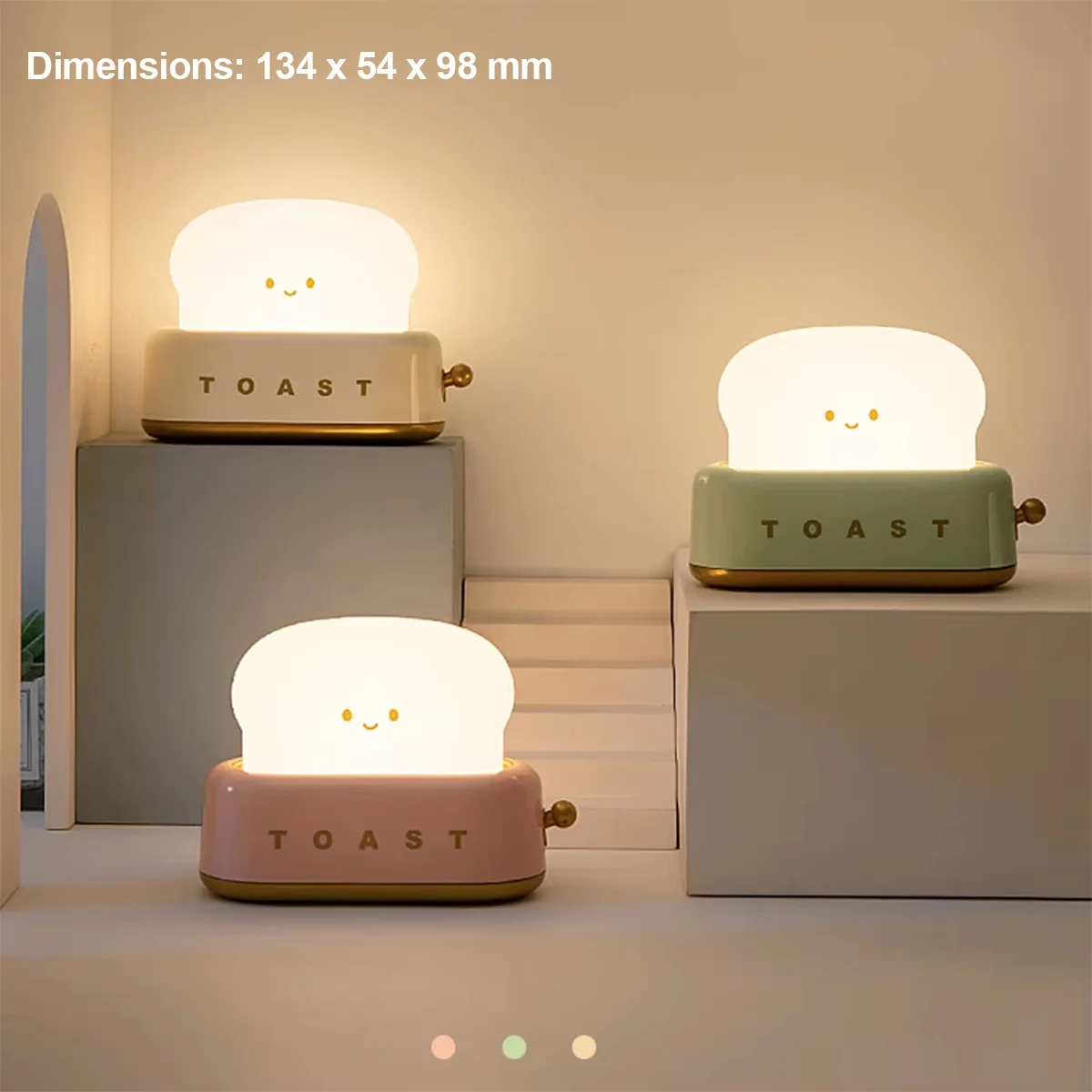 Cartoon Night Light Toast Lamp Led Cute Timer Portable For Kids Bedroom Decorative Dimming Nursery Warm White Rechargeable