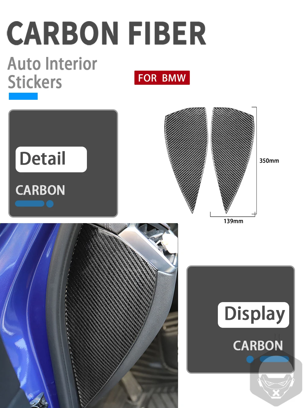 

RRX for BMW 3 Series G20 G28 2019-2021 Carbon Fiber Interior Trim Car Door Buffer Panel 2 Pieces Protection Cover Sticker