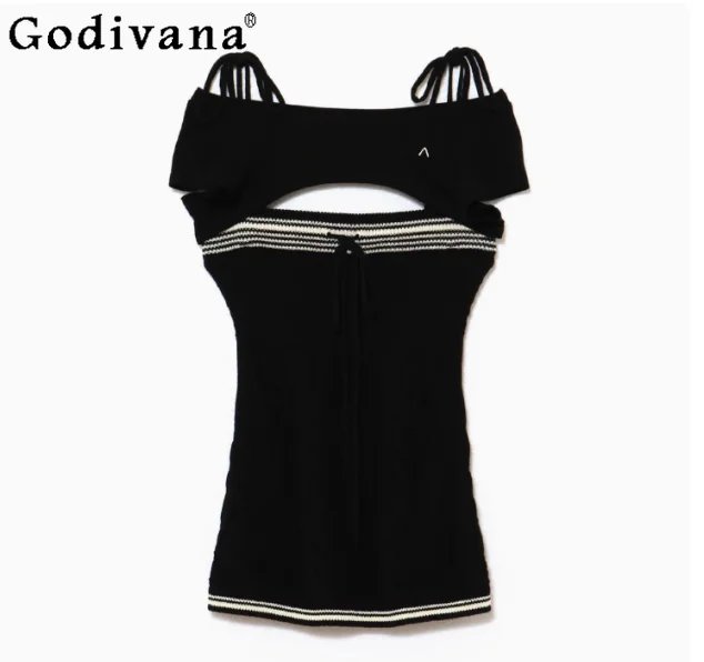 

Japanese Style Sweet Knitted Smock Camis 2-Piece Set Spring Summer New 2025 Women's Slim Fit Fashion Casual Versatile T-Shirts