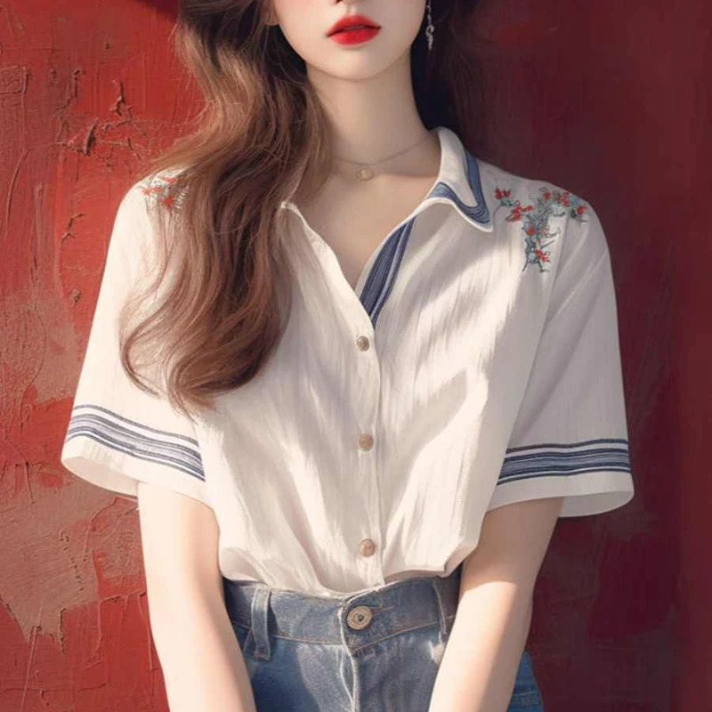 

Summer Office Lady Simplicity Elegant Trend Sexy Buttons Single Breasted Short Sleeve Comfortable Leisure Youth Lively Bright