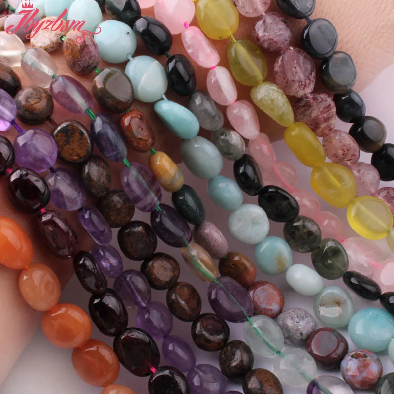 

6x11-7x12mm Freeform Garnet Amazonite Fluorite Natural Stone Loose Bead for Needlework DIY Accessories Charms Jewelry Making 15"