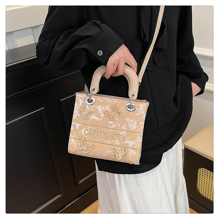 

2025 Princess Diana Bag, Embroidered Letter Shoulder Purse, 3D Butterfly Messenger Bag with Lace Splicing, Women's Small Handbag
