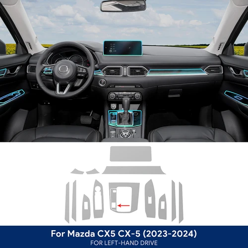 Imagen 2 del producto Para Mazda CX-5 CX5 2017-2024 película de protección Interior TPU pegatina antiarañazos tablero navegación GPS accesorios transparentes