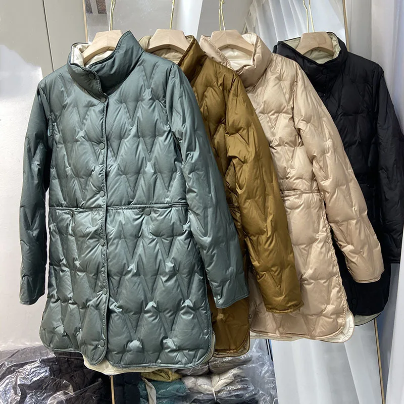 Autumn and Winter New Women's Down Jacket Oversized Windproof Stand up Collar Light Jacket